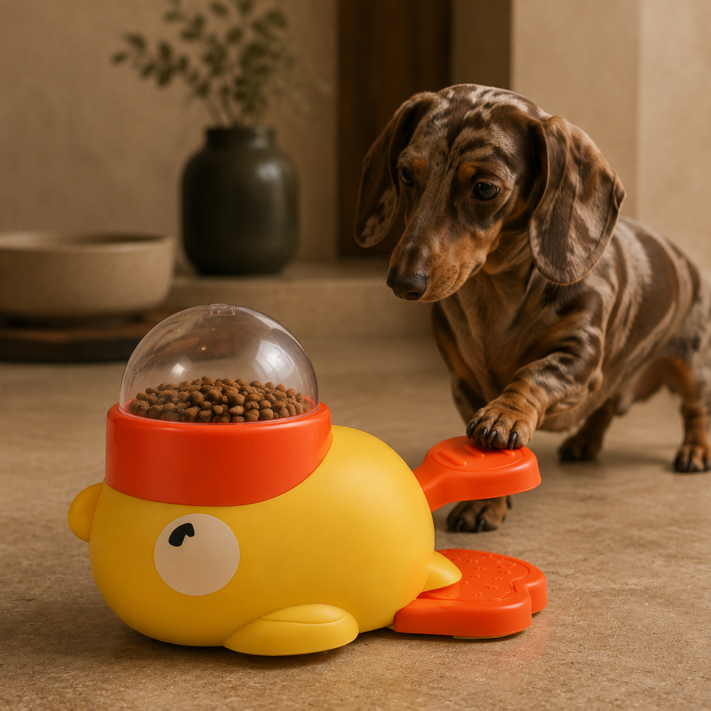 Juguete dispensador de premios para perro — estimulación mental y recompensa