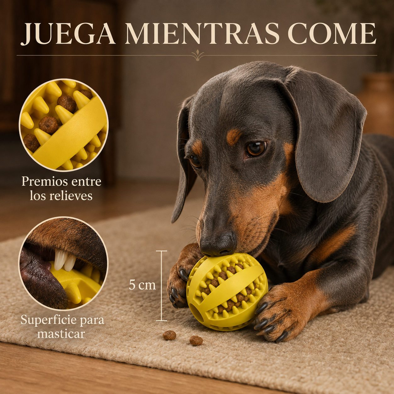 Natural rubber dog ball — dental cleaning